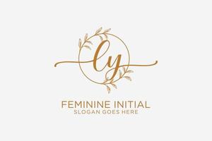 Initial LY beauty monogram and elegant logo design handwriting logo of initial signature, wedding, fashion, floral and botanical with creative template. vector