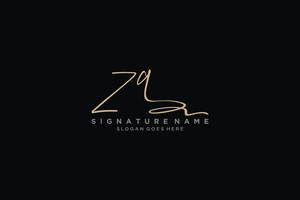 plantilla de logotipo de firma de letra inicial zq diseño elegante logotipo signo símbolo plantilla vector icono