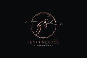 logotipo inicial de escritura a mano zs con plantilla de círculo logotipo vectorial de boda inicial, moda, floral y botánica con plantilla creativa. vector