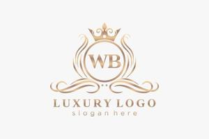 Initial WB Letter Royal Luxury Logo template in vector art for Restaurant, Royalty, Boutique, Cafe, Hotel, Heraldic, Jewelry, Fashion and other vector illustration.