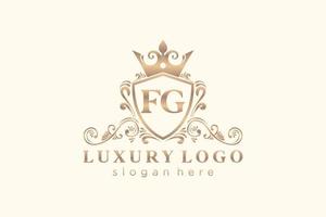 Initial FG Letter Royal Luxury Logo template in vector art for Restaurant, Royalty, Boutique, Cafe, Hotel, Heraldic, Jewelry, Fashion and other vector illustration.