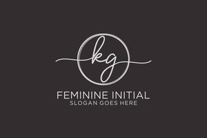 Initial KG handwriting logo with circle template vector logo of initial signature, wedding, fashion, floral and botanical with creative template.