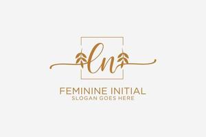 Initial LN beauty monogram and elegant logo design handwriting logo of initial signature, wedding, fashion, floral and botanical with creative template. vector