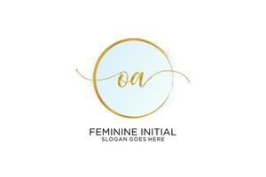 Initial OA handwriting logo with circle template vector signature, wedding, fashion, floral and botanical with creative template.