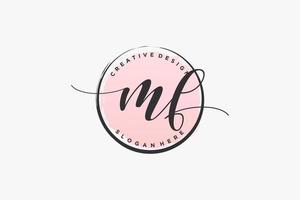 Initial MF handwriting logo with circle template vector signature, wedding, fashion, floral and botanical with creative template.