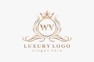 plantilla de logotipo de lujo real de letra wv inicial en arte vectorial para restaurante, realeza, boutique, cafetería, hotel, heráldica, joyería, moda y otras ilustraciones vectoriales. vector