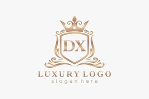 plantilla de logotipo de lujo real de letra dx inicial en arte vectorial para restaurante, realeza, boutique, cafetería, hotel, heráldica, joyería, moda y otras ilustraciones vectoriales. vector