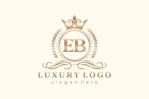 plantilla de logotipo de lujo real con letra eb inicial en arte vectorial para restaurante, realeza, boutique, cafetería, hotel, heráldica, joyería, moda y otras ilustraciones vectoriales. vector