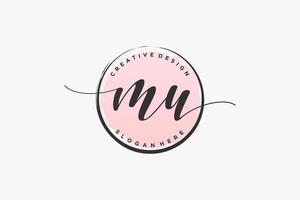 Initial MU handwriting logo with circle template vector signature, wedding, fashion, floral and botanical with creative template.