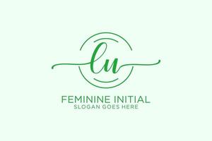 Initial LU beauty monogram and elegant logo design handwriting logo of initial signature, wedding, fashion, floral and botanical with creative template. vector