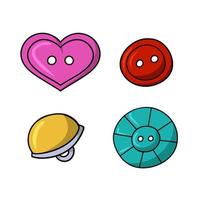 A set of colored icons, decorative buttons for clothes, vector illustration in cartoon style on a white background