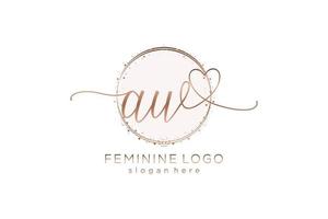 Initial AW handwriting logo with circle template vector logo of initial wedding, fashion, floral and botanical with creative template.