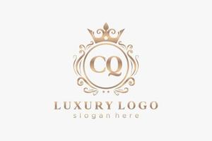 plantilla de logotipo de lujo real con letra cq inicial en arte vectorial para restaurante, realeza, boutique, café, hotel, heráldica, joyería, moda y otras ilustraciones vectoriales. vector