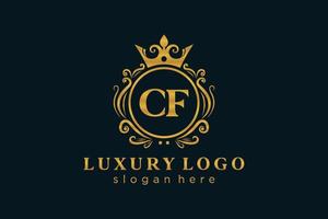 Initial CF Letter Royal Luxury Logo template in vector art for Restaurant, Royalty, Boutique, Cafe, Hotel, Heraldic, Jewelry, Fashion and other vector illustration.
