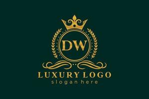 Initial DW Letter Royal Luxury Logo template in vector art for Restaurant, Royalty, Boutique, Cafe, Hotel, Heraldic, Jewelry, Fashion and other vector illustration.