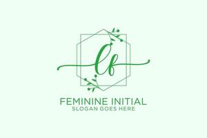 Initial LF beauty monogram and elegant logo design handwriting logo of initial signature, wedding, fashion, floral and botanical with creative template. vector