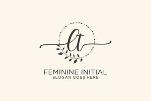 Initial LT beauty monogram and elegant logo design handwriting logo of initial signature, wedding, fashion, floral and botanical with creative template. vector