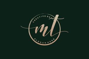 Initial MT handwriting logo with circle template vector signature, wedding, fashion, floral and botanical with creative template.