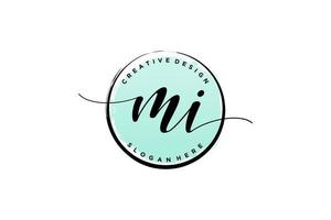 Initial MI handwriting logo with circle template vector signature, wedding, fashion, floral and botanical with creative template.