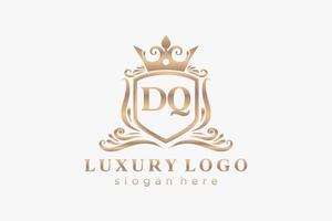 Initial DQ Letter Royal Luxury Logo template in vector art for Restaurant, Royalty, Boutique, Cafe, Hotel, Heraldic, Jewelry, Fashion and other vector illustration.