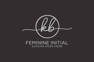 Initial KB handwriting logo with circle template vector logo of initial signature, wedding, fashion, floral and botanical with creative template.