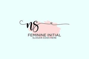 Initial NS beauty monogram and elegant logo design handwriting logo of initial signature, wedding, fashion, floral and botanical with creative template. vector