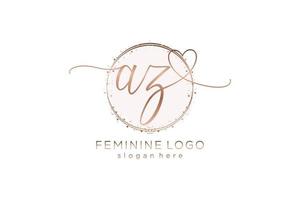 Initial AZ handwriting logo with circle template vector logo of initial wedding, fashion, floral and botanical with creative template.