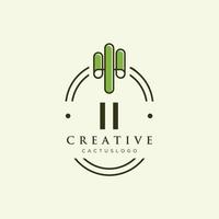 ii letra inicial vector de logotipo de cactus verde