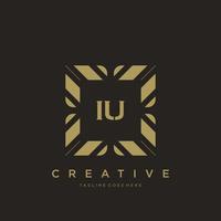 IU initial letter luxury ornament monogram logo template vector