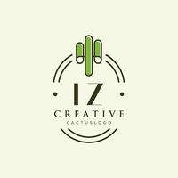 IZ Initial letter green cactus logo vector