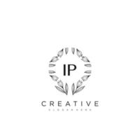 IP Initial Letter Flower Logo Template Vector premium vector art