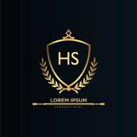 HS Letter Initial with Royal Template.elegant with crown logo vector, Creative Lettering Logo Vector Illustration.