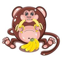 Character design a monkey with funny face and bananas vector