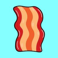 Cute funny bacon waving hand. Vector hand drawn cartoon kawaii character illustration icon. Isolated on blue background. Bacon character concept