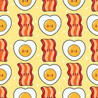 Pattern bacon and fried eggs. Vector hand drawn doodle style cartoon character illustration icon design. Pattern bacon and fried eggs friends concept