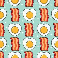 Pattern bacon and fried eggs. Vector hand drawn doodle style cartoon character illustration icon design. Pattern bacon and fried eggs friends concept