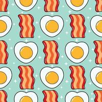 Pattern bacon and fried eggs. Vector hand drawn doodle style cartoon character illustration icon design. Pattern bacon and fried eggs friends concept