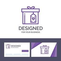 Creative Business Card and Logo template Gift Box Box Surprise Delivery Vector Illustration