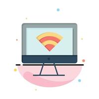 Computer Monitor Wifi Signal Abstract Flat Color Icon Template vector