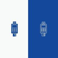 Machine Business Card Check Credit Card Credit Card Machine Payment ATM Line and Glyph Solid icon Bl vector