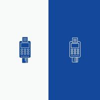 Machine Business Card Check Credit Card Credit Card Machine Payment ATM Line and Glyph Solid icon Bl vector