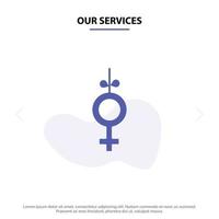 Our Services Gender Symbol Ribbon Solid Glyph Icon Web card Template vector