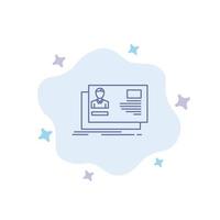 Id User Identity Card Invitation Blue Icon on Abstract Cloud Background vector