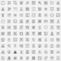 paquete de 100 iconos de líneas universales para móviles y web vector