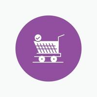 Trolley Retail Shopping Cart white glyph icon vector