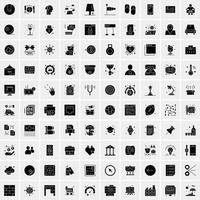 Set of 100 Business Solid Glyph icons vector