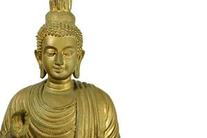 Closeup of a buddha statue isolated on white photo