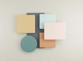 Top view of blank geometrical forms. Abstract minimal scene design for Design for product presentation. 3D rendering. photo