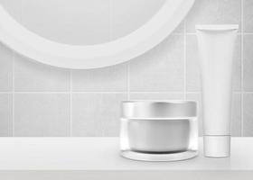 cream product in the bathroom for health care concept photo