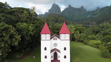 Aerial View of Church in Moorea, French Polynesia video